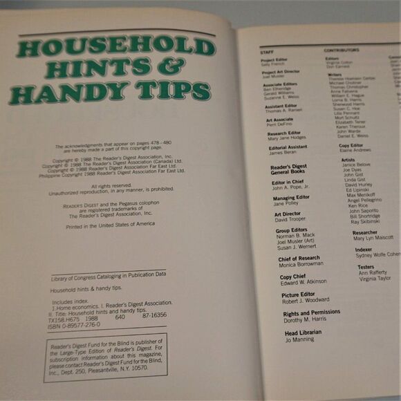 Household Hints and Handy Tips by Reader's Digest Editors 1988 Hardcover - Picture 5 of 11